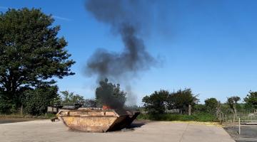 A photo of the illegal burning of waste on land near Knaresborough in the case against Boyd Batchelor, from Harrogate. 