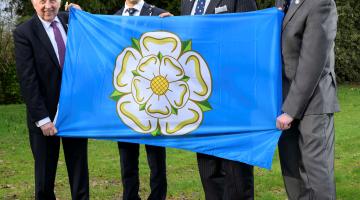 From left to right, the leader of North Yorkshire Council, Cllr Carl Les, the chairman of North Yorkshire Council, Cllr George Jabbour, deputy chair of the Yorkshire Society, Colonel Stephen Padgett OBE and Yorkshire Society executive committee member, Stephen Bradwell.