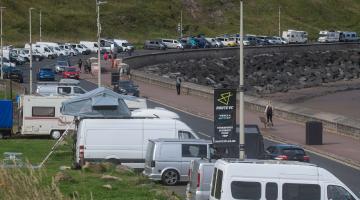 Camper vans on Royal Albert Drive