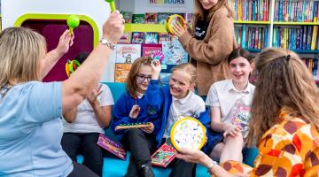 Pupils at Christ Church CE Primary School in Skipton visited Skipton Library to use the musical instruments on offer. 