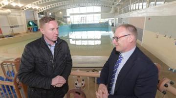 Deputy leader, Cllr Gareth Dadd (right) and Flamingo Land’s chief executive and owner, Gordon Gibb at the Alpamare Waterpark site in Scarborough.