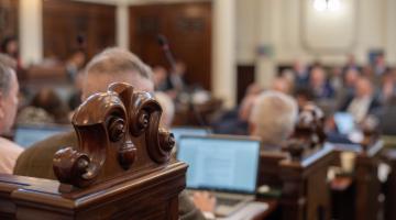 Inside the council chamber