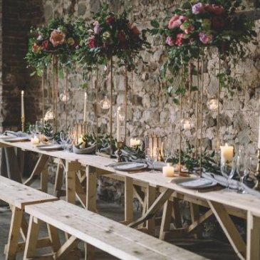 A table set for a wedding ceremony.