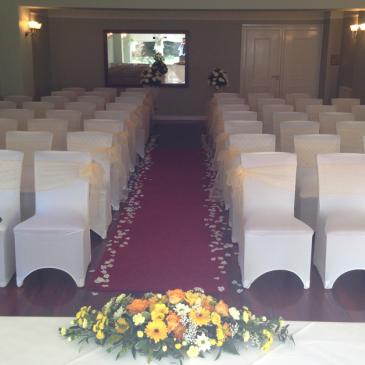 Seats facing towards the wedding ceremony