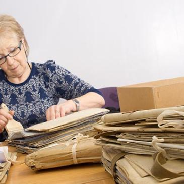 A volunteer at the county record office, North Yorkshire.