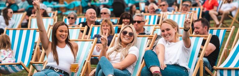 Three ladies in a deckchair