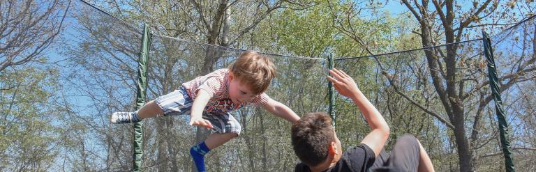 Two children on a trampoline 