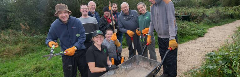 A group with wheelbarrow