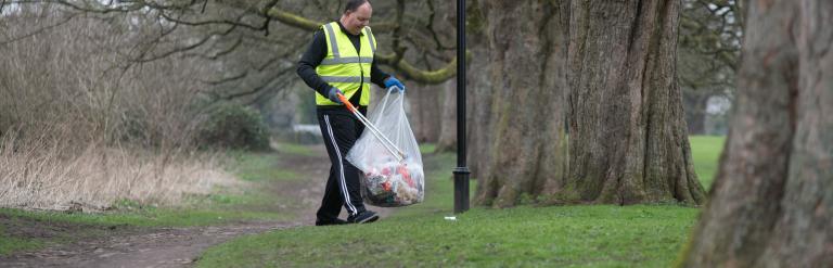A man litter picking