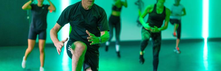 A group of people taking part in an exercise class at Harrogate Leisure and Wellbeing Hub