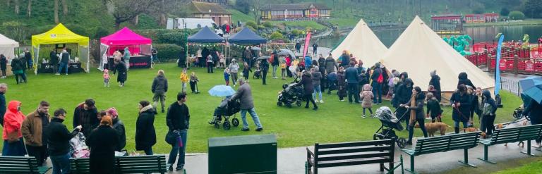 People enjoying the Spring Daze event at Peasholm Park in Scarborough