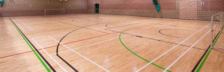 A view of the empty sports hall at Northallerton Leisure and Wellbeing Hub