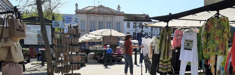 People at the stalls at Ripon market