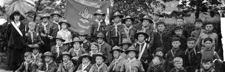 Group photograph of 1st Harrogate Scout Troop taken in 1910.