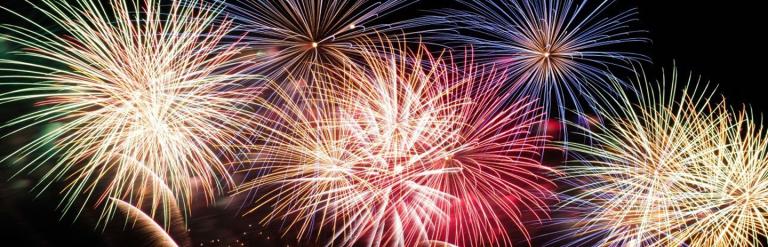 Colourful fireworks filling the night sky